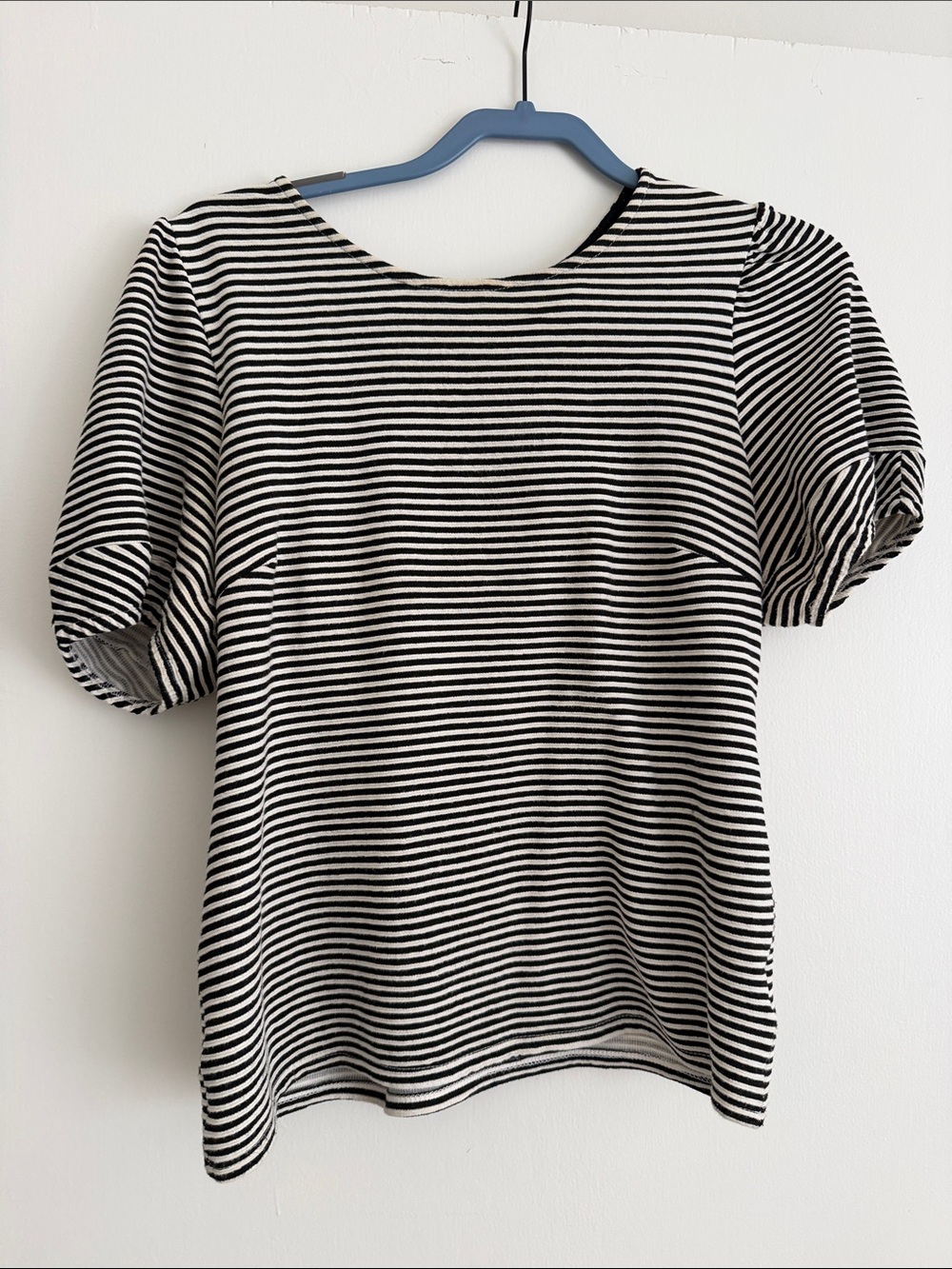 dolan Black & White Striped Puff-Sleeve Tee